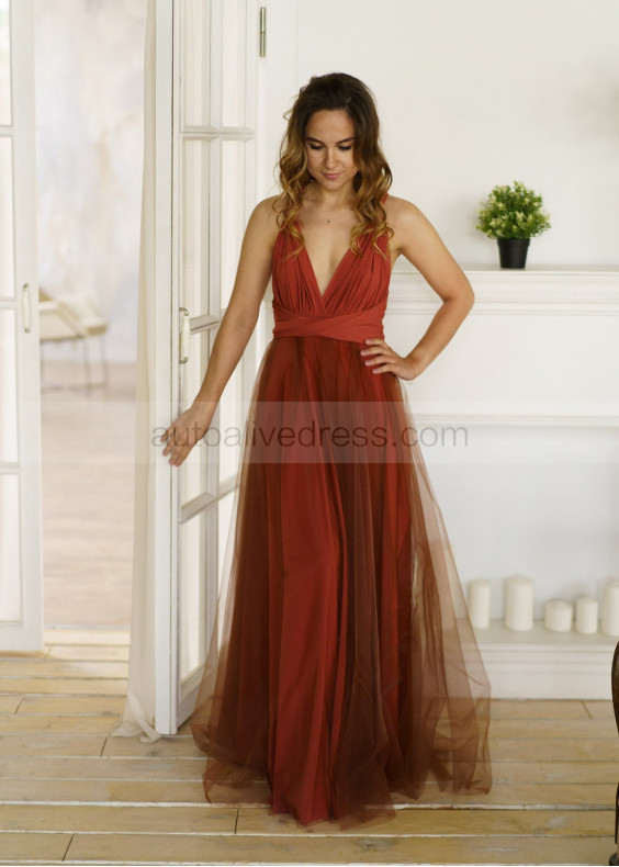 Rust Jersey Convertible Bridesmaid Dress